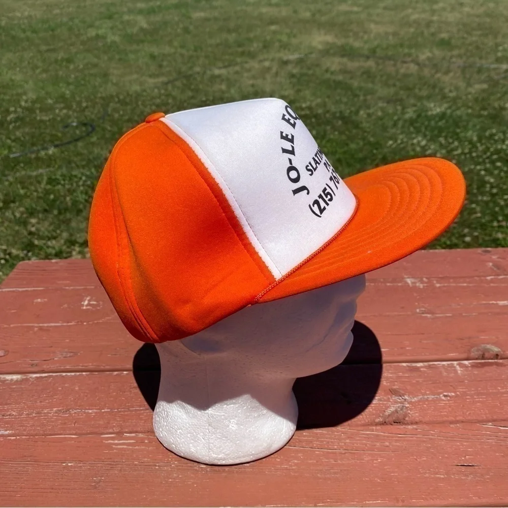 Jo-Le Equipment Vintage Trucker Hat Mesh Snap Back Orange Slatington